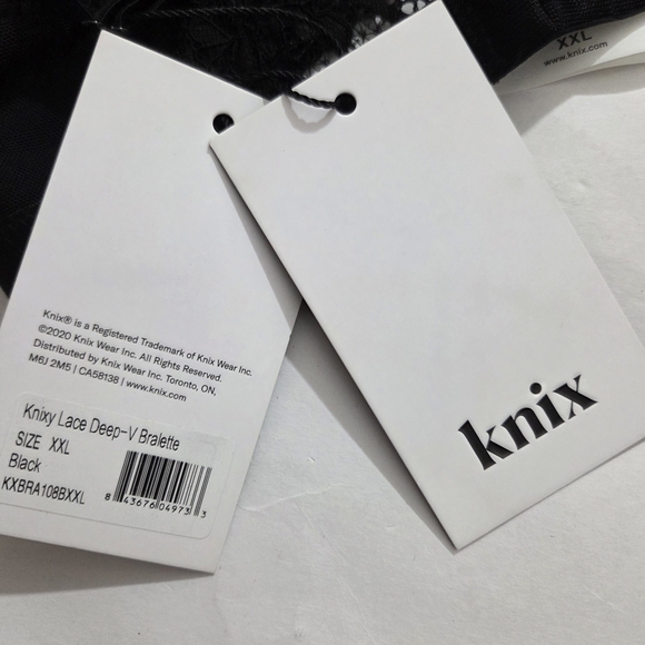 NWT Knix Knixy Lace Deep V Bralette Bra Black Wire Free Size XXL - Picture 9 of 12